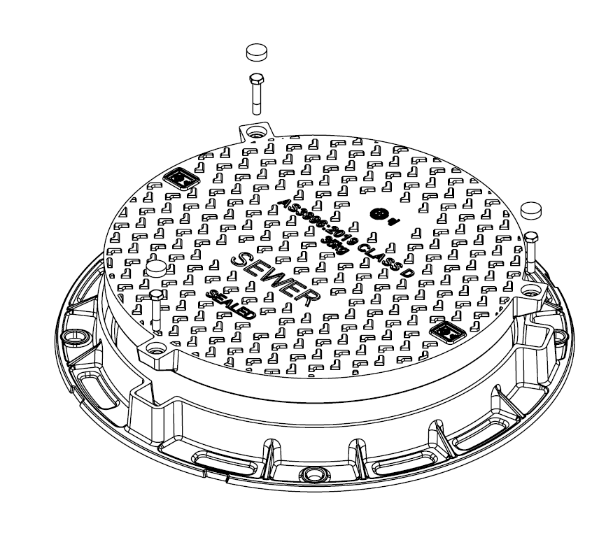 Cast Iron 600mm Diameter (Round) Solid Top Cover CLASS D (SEWER)